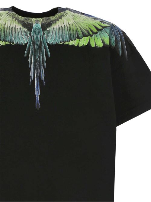 T-shirt nera con stampa wings MARCELO BURLON | CMAA056S24JER0011050